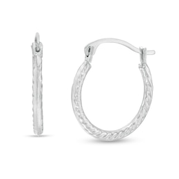 14.3mm Twist Tube Hoop Earrings in 10K White Gold