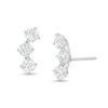 Thumbnail Image 1 of 3mm Cubic Zirconia Trio Curve Stud Earrings in 10K White Gold