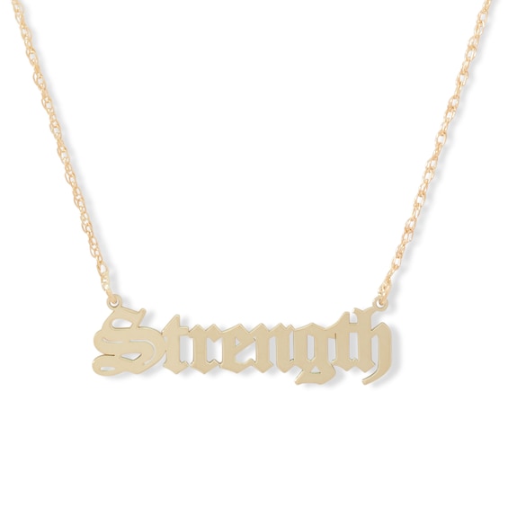 Large Gothic-Style Name Necklace in White or Yellow Gold (1 Line)