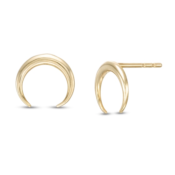 Crescent Moon Stud Earrings in 10K Gold