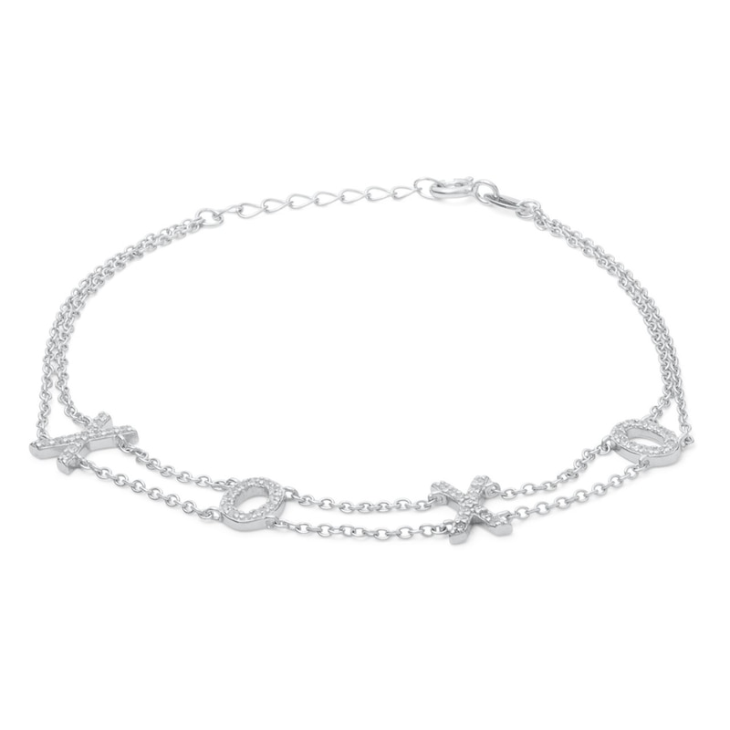 Main Image 1 of Cubic Zirconia &quot;XO&quot; Double Chain Bracelet in Sterling Silver - 8&quot;