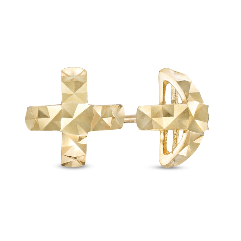 Main Image 1 of Diamond-Cut &quot;X&quot; Stud Earrings in 10K Gold