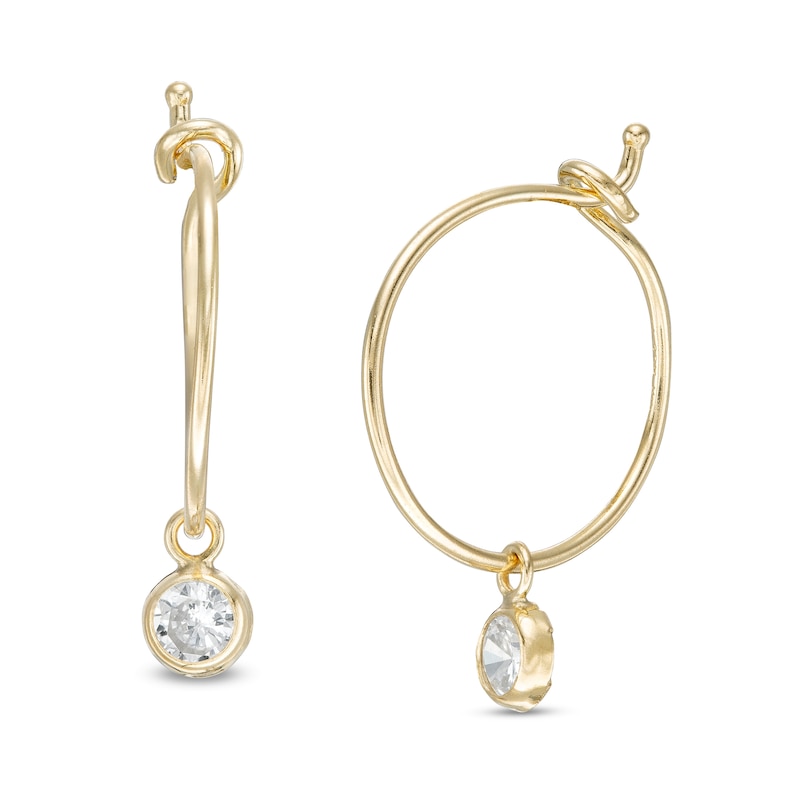 Main Image 1 of Cubic Zirconia Hoop Earrings in 10K Gold