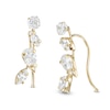 Thumbnail Image 1 of Marquise and Pear-Shaped Cubic Zirconia Cluster Crawler Earrings in 10K Gold