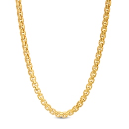 Made in Italy 040 Gauge Oval Box Chain Necklace in Solid Sterling Silver with 10K Gold Plate - 26&quot;