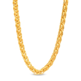 250 Gauge Wheat Chain Necklace in Solid Sterling Silver with 10K Gold Plate - 24&quot;