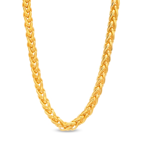 250 Gauge Wheat Chain Necklace in Solid Sterling Silver with 10K Gold Plate - 24"