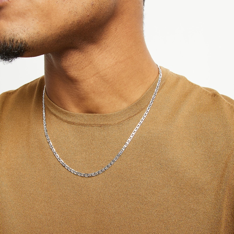 Main Image 2 of 100 Gauge Solid Mariner Chain Necklace in Sterling Silver - 22&quot;