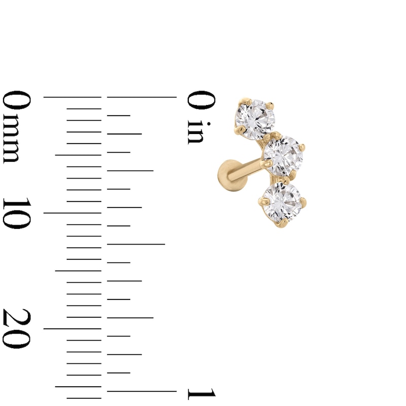 Main Image 2 of 14K Tube Gold CZ Crawler-Style Stud - 18G 5/16&quot;