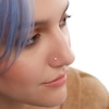 Thumbnail Image 2 of 14K Semi-Solid Gold CZ Bezel L-Shape Nose Ring - 20G 1/4&quot;