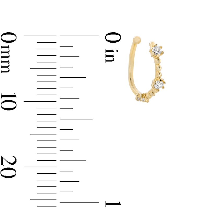 Main Image 3 of 10K Solid Gold CZ and Bead Nose Hoop - 20G 5/16&quot;