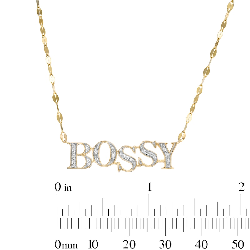 Main Image 4 of 10K Solid Gold 1/20 CT. T.W. Diamond &quot;BOSSY&quot; Pendant - 18&quot;