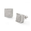 Thumbnail Image 1 of 1/4 CT. T.W. Diamond Tiered Square Stud Earrings in Sterling Silver