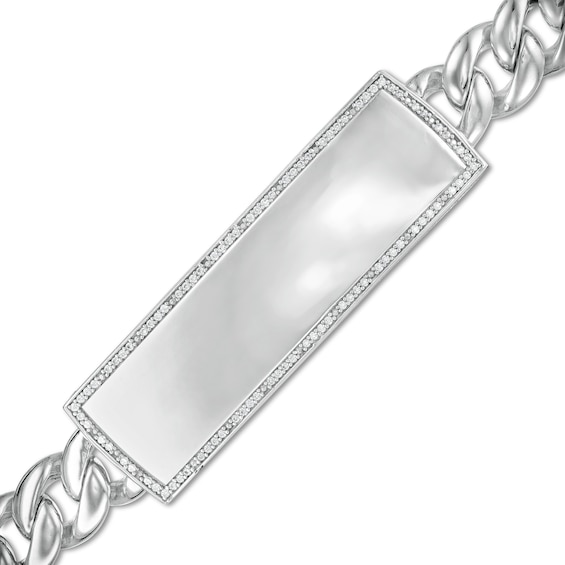 1/5 CT. T.W. Diamond Edge ID Bracelet in Sterling Silver - 8.5"