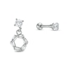 Thumbnail Image 1 of 016 Gauge 3mm Cubic Zirconia Geometric Dangle and Solitaire Cartilage Barbell Set in Stainless Steel and Brass