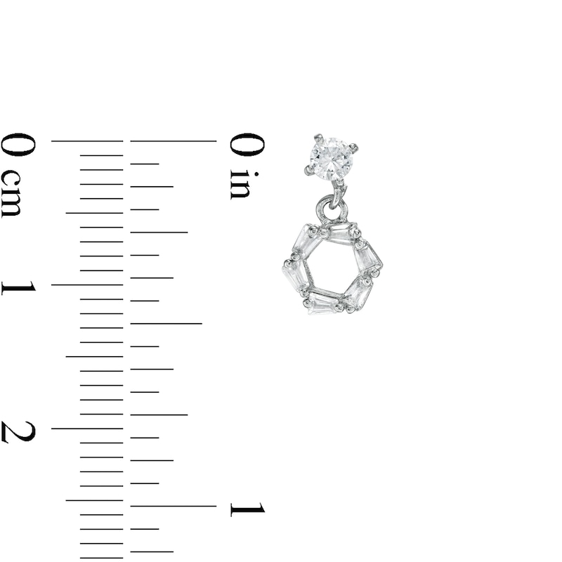 Main Image 3 of 016 Gauge 3mm Cubic Zirconia Geometric Dangle and Solitaire Cartilage Barbell Set in Stainless Steel and Brass