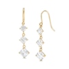 Thumbnail Image 0 of Princess-Cut Cubic Zirconia Three Stone Drop Earrings in 10K Gold