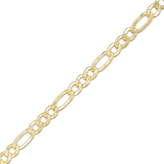 080 Gauge Diamond-Cut Figaro Chain Bracelet in 10K Hollow Gold - 7.5"