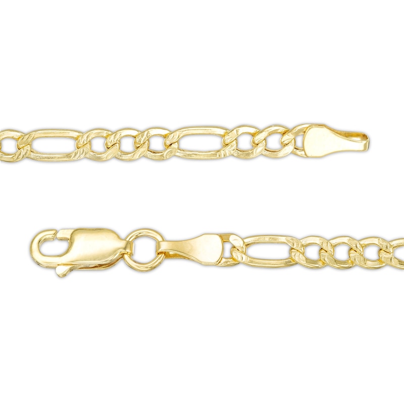 080 Gauge Diamond-Cut Figaro Chain Bracelet in 10K Hollow Gold - 7.5"