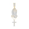 Thumbnail Image 1 of 1/3 CT. T.W. Diamond Pavé Praying Hands with Cross Dangle Charm in 10K Gold