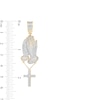 Thumbnail Image 2 of 1/3 CT. T.W. Diamond Pavé Praying Hands with Cross Dangle Charm in 10K Gold