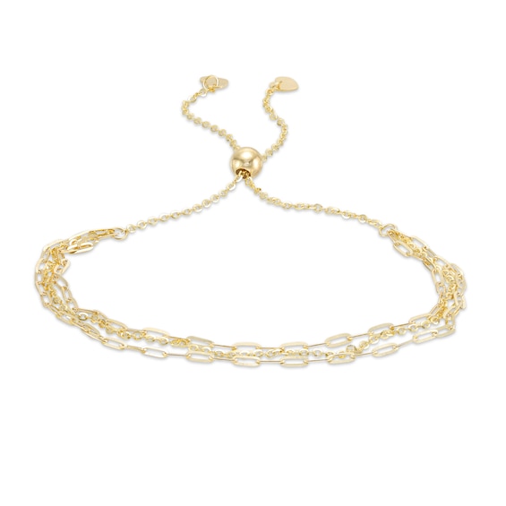Solid Cable Chain Multi-Strand Bolo Bracelet in 10K Gold - 9"