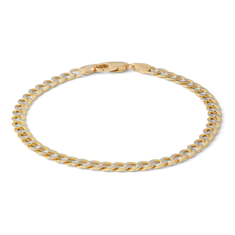 Main Image 1 of 10K Semi-Solid Gold Diamond-Cut Curb Chain Bracelet - 7.5&quot;