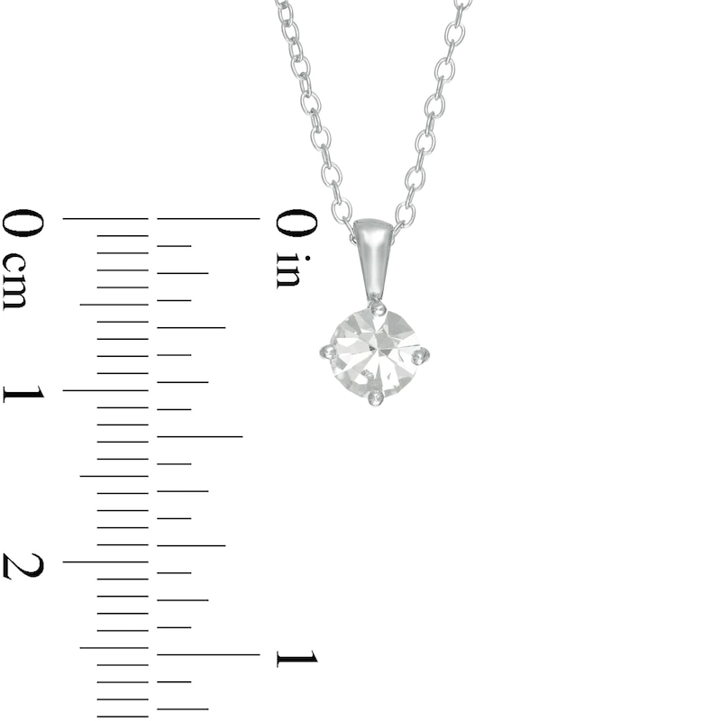 Child's Crystal Solitaire Pendant in Sterling Silver - 15"