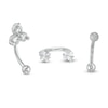 Thumbnail Image 1 of Solid and Tube Stainless Steel CZ Rook Barbell Set - 16G