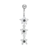 Thumbnail Image 1 of 014 Gauge Black and White Cubic Zirconia Flower Dangle Belly Button Ring in Solid Stainless Steel