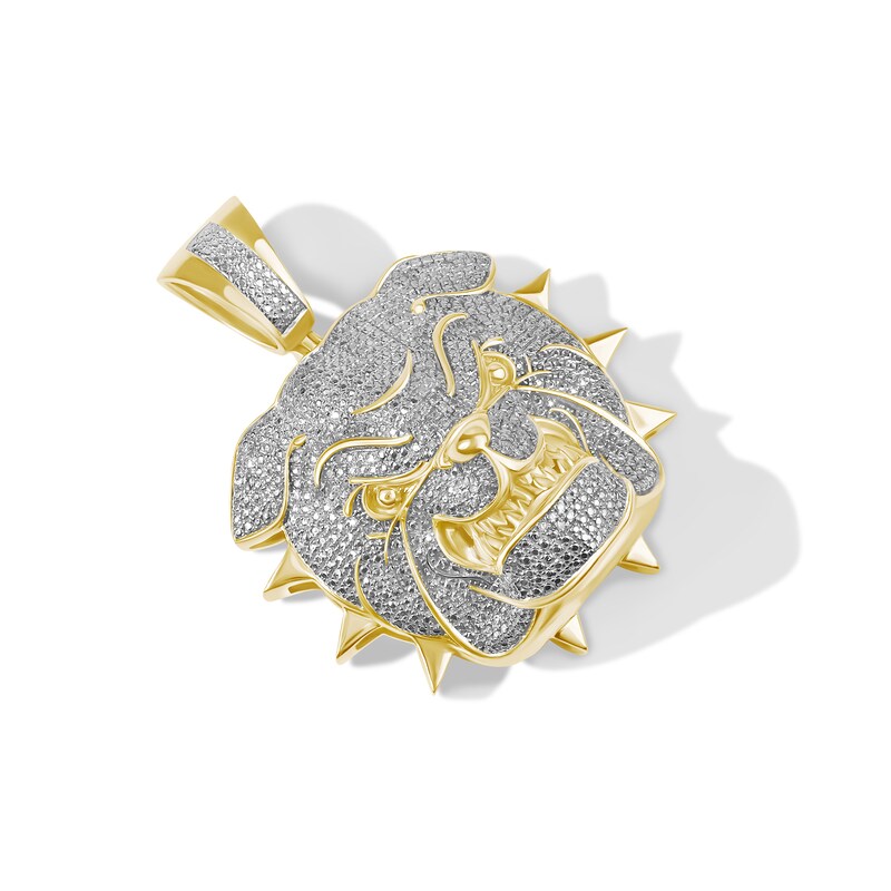 Main Image 4 of 1/5 CT. T.W. Diamond Bulldog Necklace Charm in Sterling Silver with 14K Gold Plate