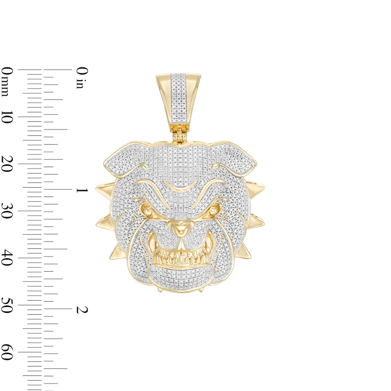 Main Image 5 of 1/5 CT. T.W. Diamond Bulldog Necklace Charm in Sterling Silver with 14K Gold Plate