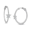 Thumbnail Image 1 of Cubic Zirconia Star Hoop Earrings in Sterling Silver