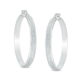 40mm Glitter Enamel Hoop Earrings in Hollow Sterling Silver