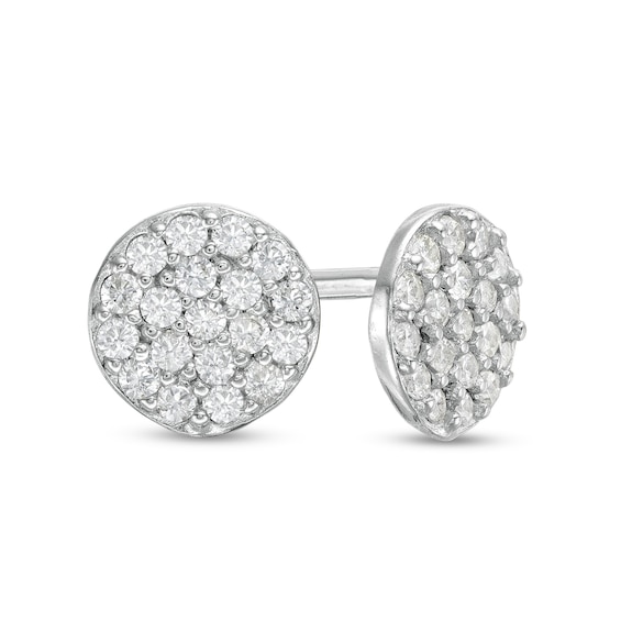 Cubic Zirconia Cluster Stud Earrings in Solid Sterling Silver