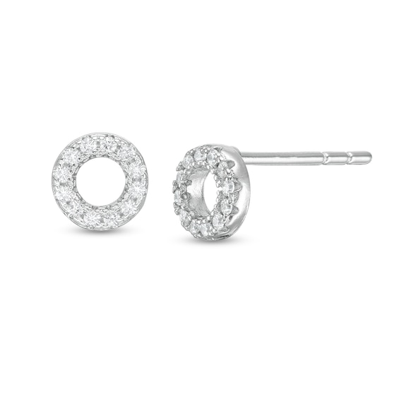 Cubic Zirconia Circle Outline Stud Earrings in Sterling Silver