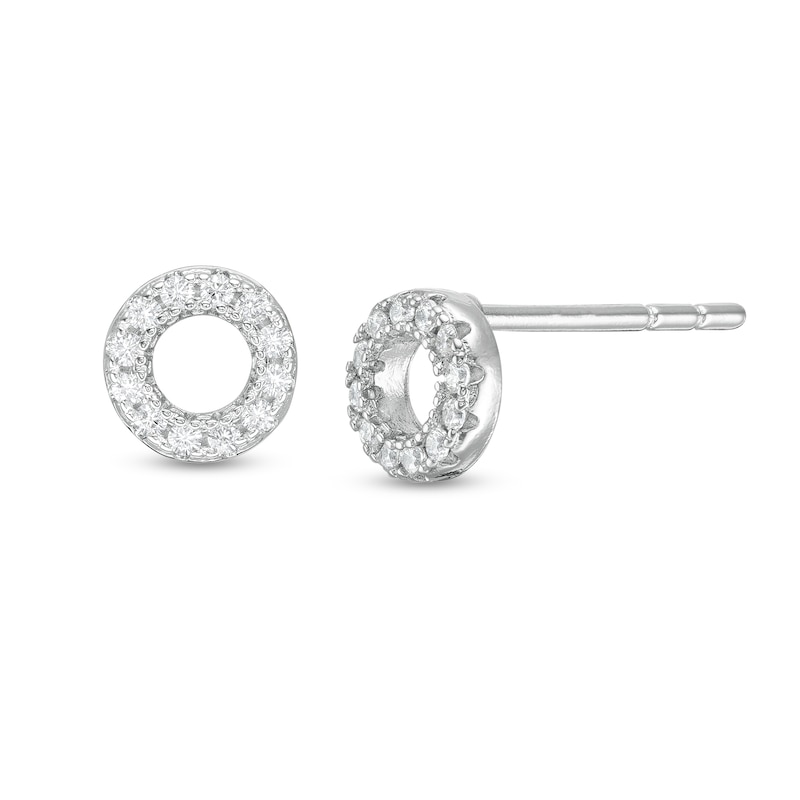 Main Image 1 of Cubic Zirconia Circle Outline Stud Earrings in Sterling Silver