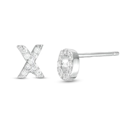 Cubic Zirconia &quot;XO&quot; Stud Earrings in Solid Sterling Silver