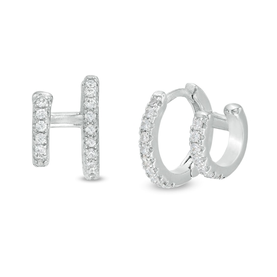 Cubic Zirconia Hoop Earrings in Sterling Silver