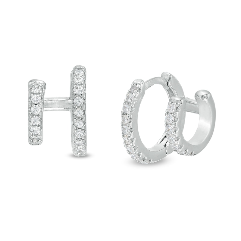 Main Image 1 of Cubic Zirconia Hoop Earrings in Sterling Silver