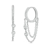 Thumbnail Image 0 of Cubic Zirconia Chain Dangle Hoop Earrings in Sterling Silver