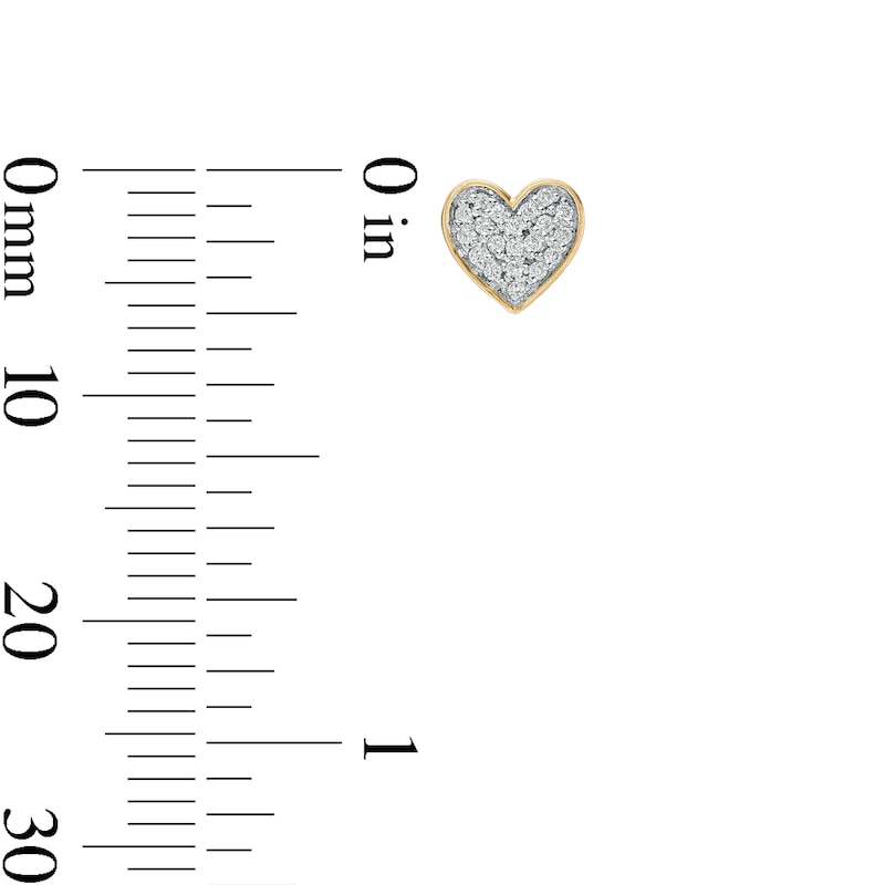 Main Image 4 of 10K Solid Gold 1/10 CT. T.W.  Diamond Heart Studs