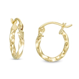 12mm Twist Hoop Earrings in 10K Tube Hollow Gold