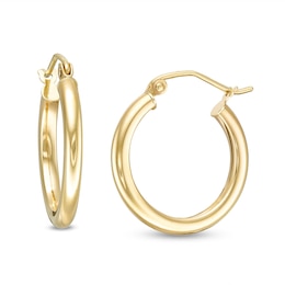 19.2mm Flat Hoop Earrings in 10K Tube Hollow Gold