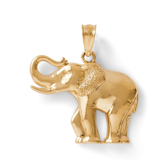 Multi-Finish Elephant Necklace Charm in 10K Gold | Banter