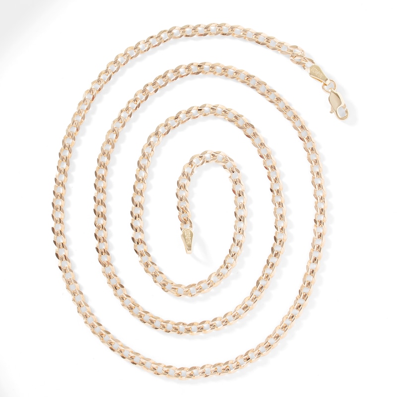 080 Gauge Concave Cuban Curb Chain Necklace in 10K Solid Gold