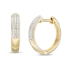 Thumbnail Image 0 of 1/10 CT. T.W. Diamond Double Row Knife Edge Huggie Hoop Earrings in 10K Gold