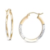 Thumbnail Image 0 of Hollow 25mm Diamond-Cut Hoop Earrings in 10K Two-Tone Gold