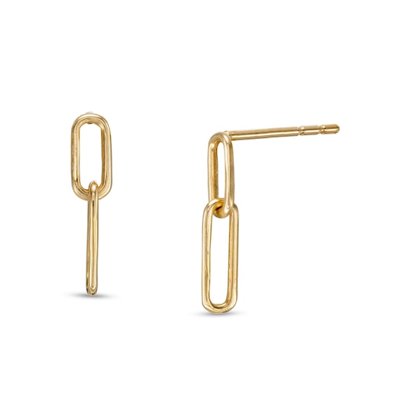 Paper Clip Drop Earrings in 10K Gold