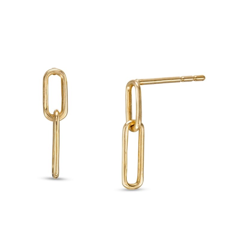 Main Image 1 of Paper Clip Drop Earrings in 10K Gold